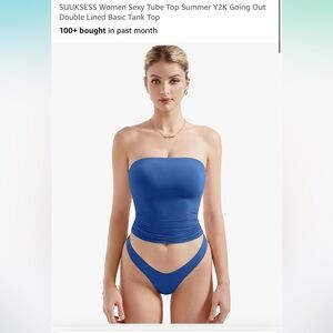 Amazon Women's Blue Tube Crop Top